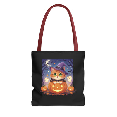 Halloween Cat anime style Tote Bag, Spooky Pet Lovers Gift, Boho Halloween Bag, Witchy Cat Tote, Fall Festivities Accessory