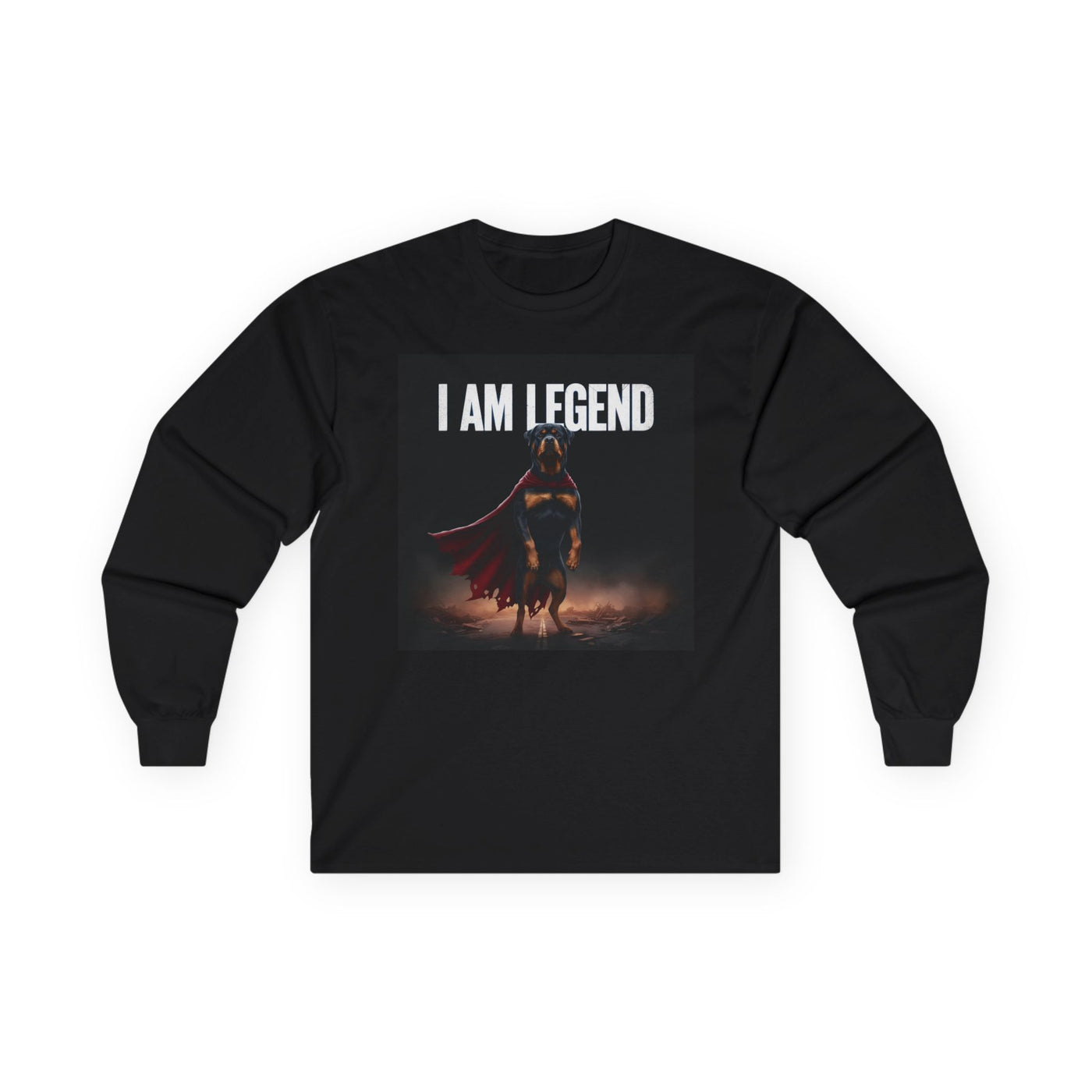 I Am Legend Dog Unisex Long Sleeve Tee - Stylish Graphic Shirt for Superhero Fans