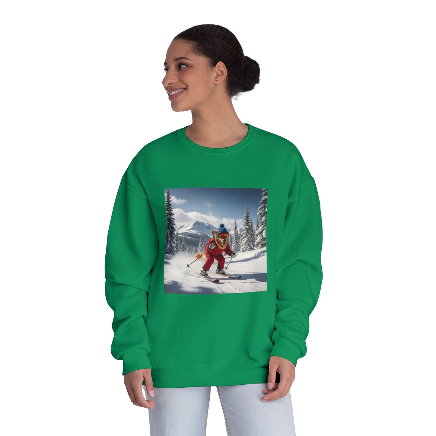 Skiing Dog Graphic Unisex NuBlend Crewneck Sweatshirt