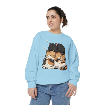 3 Cute Sleeping Cats Cozy Graphic Unisex Crewneck Sweatshirt style 8