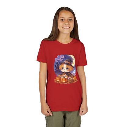 Halloween cute puppy anime style 5 Youth Tee, Short Sleeve T-Shirt, Kids Halloween Apparel, Cute Dog Tee, Fall Outfit for Children