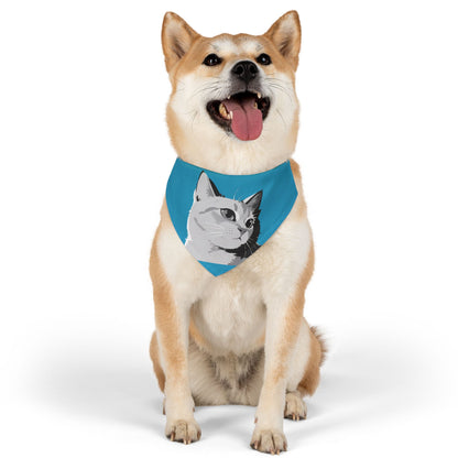 Turquoise Cat head Bandana Collar for Cats and Dogs, Cute Pet Accessory, Cat Fashion, Cat Gift, Playful Pet Gear