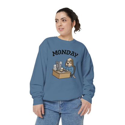 Monday Face Dog Stares Blankly Unisex Crewneck Sweatshirt style 4