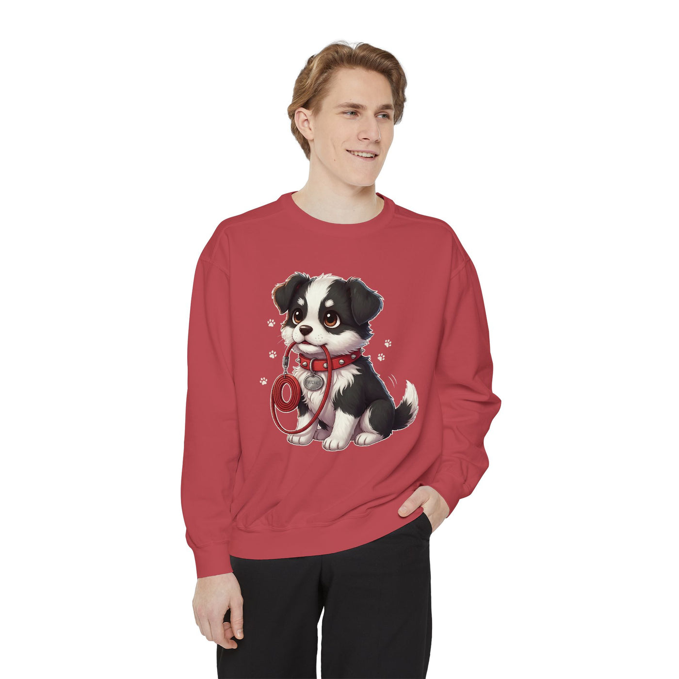 Cute Dog Walk Time style 1 Cozy Graphic Unisex Crewneck Sweatshirt