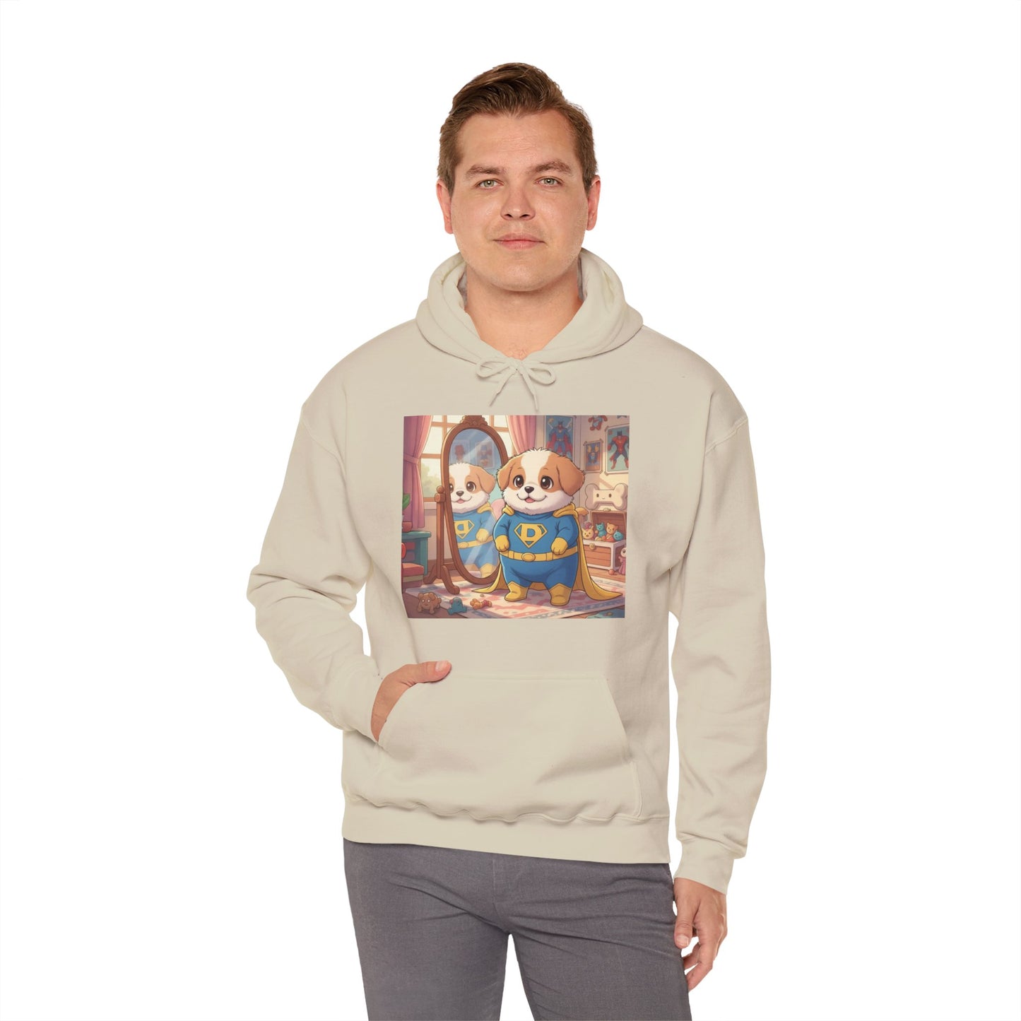Dog cosplay Superman Funny Design Unisex Hoodie style 2