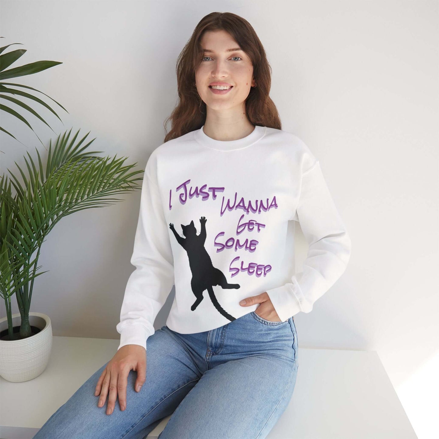 I Just Wanna Get Some Sleep Cat Graphic Unisex Crewneck Sweatshirt