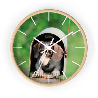 Dog in Post Box different colors Wall Clock