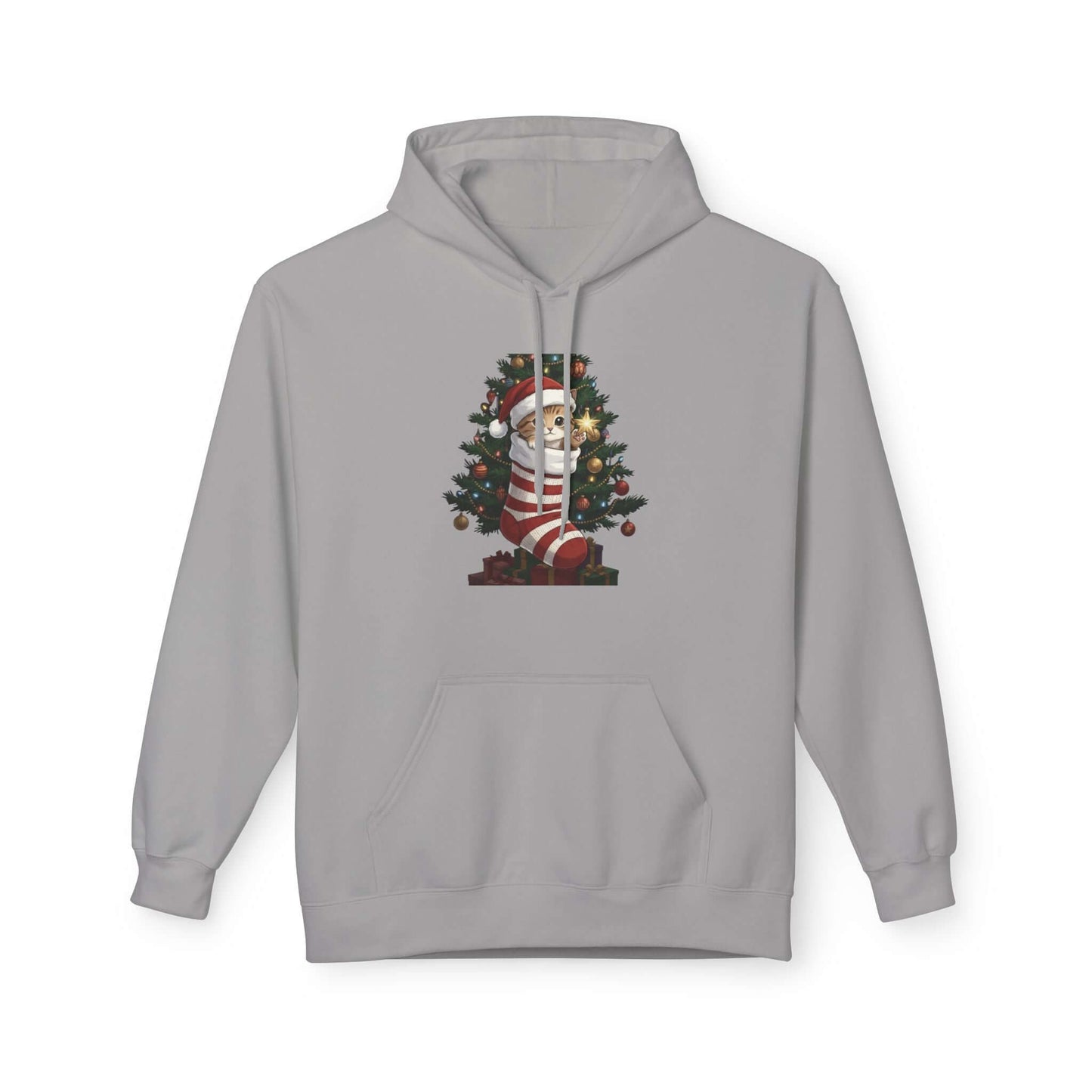 Kitten hiding in Christmas stocking Unisex Fleece Hoodie style 3