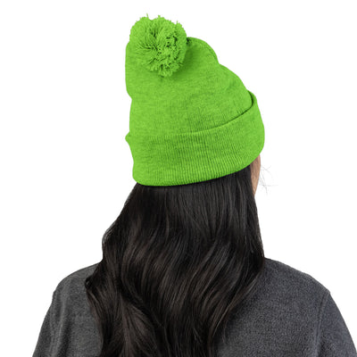 Embroidered Dog Mom Pom-Pom Knit Cap