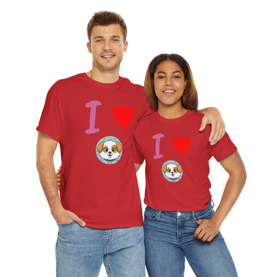 I Love Dogs in Love Unisex Tee - Cute Dog T-Shirt for Pet Lovers, Dog Owners, Sports Enthusiasts, Gifts for Animal Lovers, Casual Everyday Wear