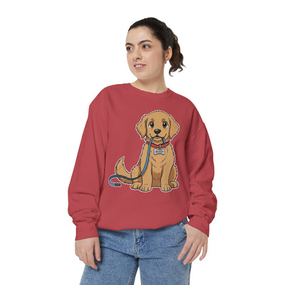 Cute Dog Walk Time style 2 Cozy Graphic Unisex Crewneck Sweatshirt