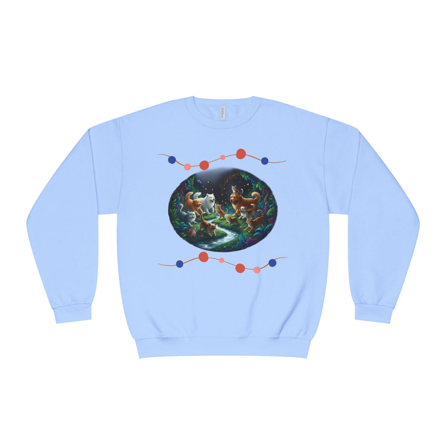 Cats & Dogs Happy Garden Unisex NuBlend Crewneck Sweatshirt style 1