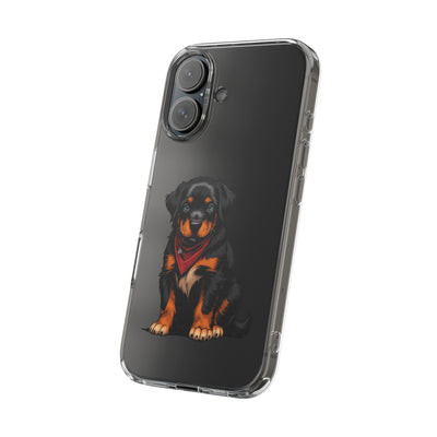 Rottweiler Dog Clear Phone Case, Impact-Resistant Phone Case, Dog Lover Gift, Pet Artwork, Cute Dog Accessory