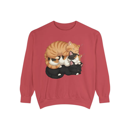 3 Cute Sleeping Cats Cozy Graphic Unisex Crewneck Sweatshirt style 5
