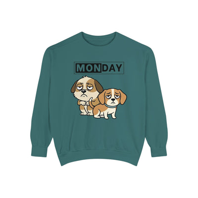 Monday Face Dog Stares Blankly Unisex Crewneck Sweatshirt style 1