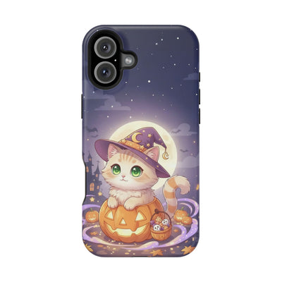 Halloween cute kitten anime style 4 Magnetic Phone Case, Cat Lover Gift, Impact-Resistant iPhone Case, Funny Pet Accessory, Unique Animal Design