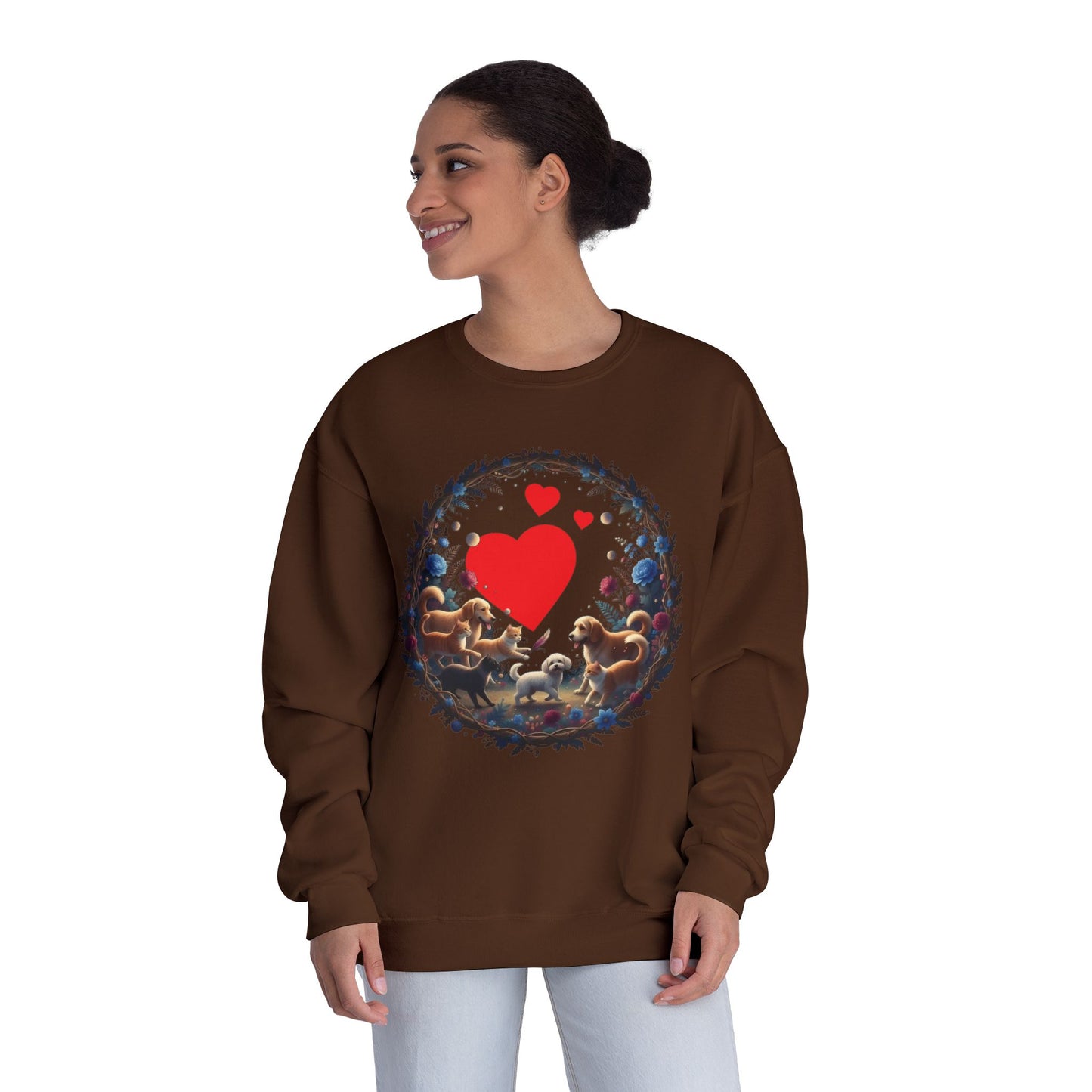 Cats & Dogs Full of Love Unisex NuBlend Crewneck Sweatshirt