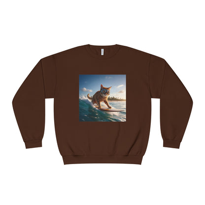 Surfing Cat Unisex NuBlend Crewneck Sweatshirt style 1