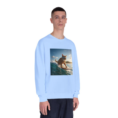 Surfing Cat Unisex NuBlend Crewneck Sweatshirt style 1
