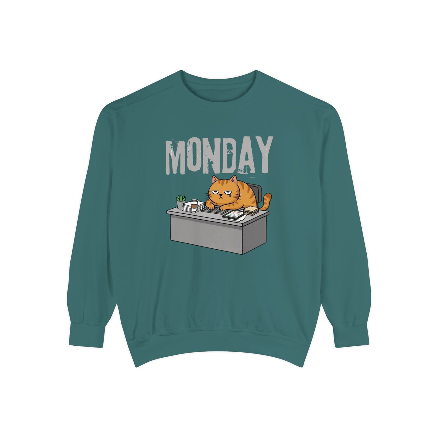 Monday Face Cat Stares Blankly Unisex Crewneck Sweatshirt style 6