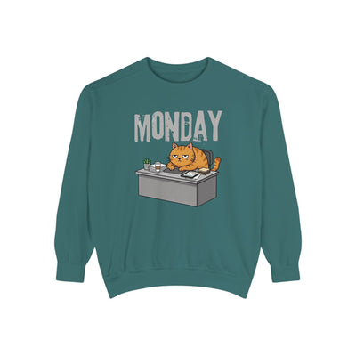 Monday Face Cat Stares Blankly Unisex Crewneck Sweatshirt style 6