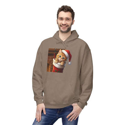 Kitten hiding in Christmas stocking Unisex Fleece Hoodie style 4