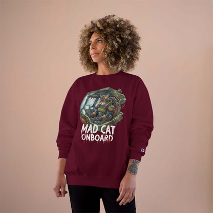 Mad Cat Onboard Graphic Champion Crewneck Sweatshirt style 1