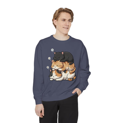3 Cute Sleeping Cats style 8 Cozy Graphic Unisex Crewneck Sweatshirt