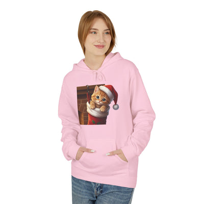 Adorable kitten hiding in Christmas stocking style 4 Cozy Graphic Unisex Midweight Softstyle Fleece Hoodie