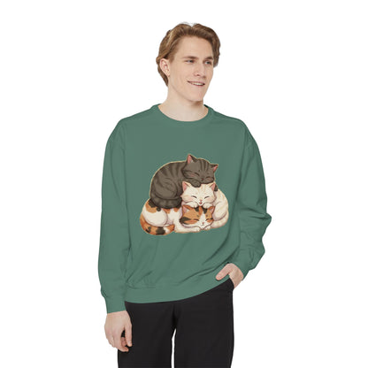 3 Cute Sleeping Cats Cozy Graphic Unisex Crewneck Sweatshirt style 3
