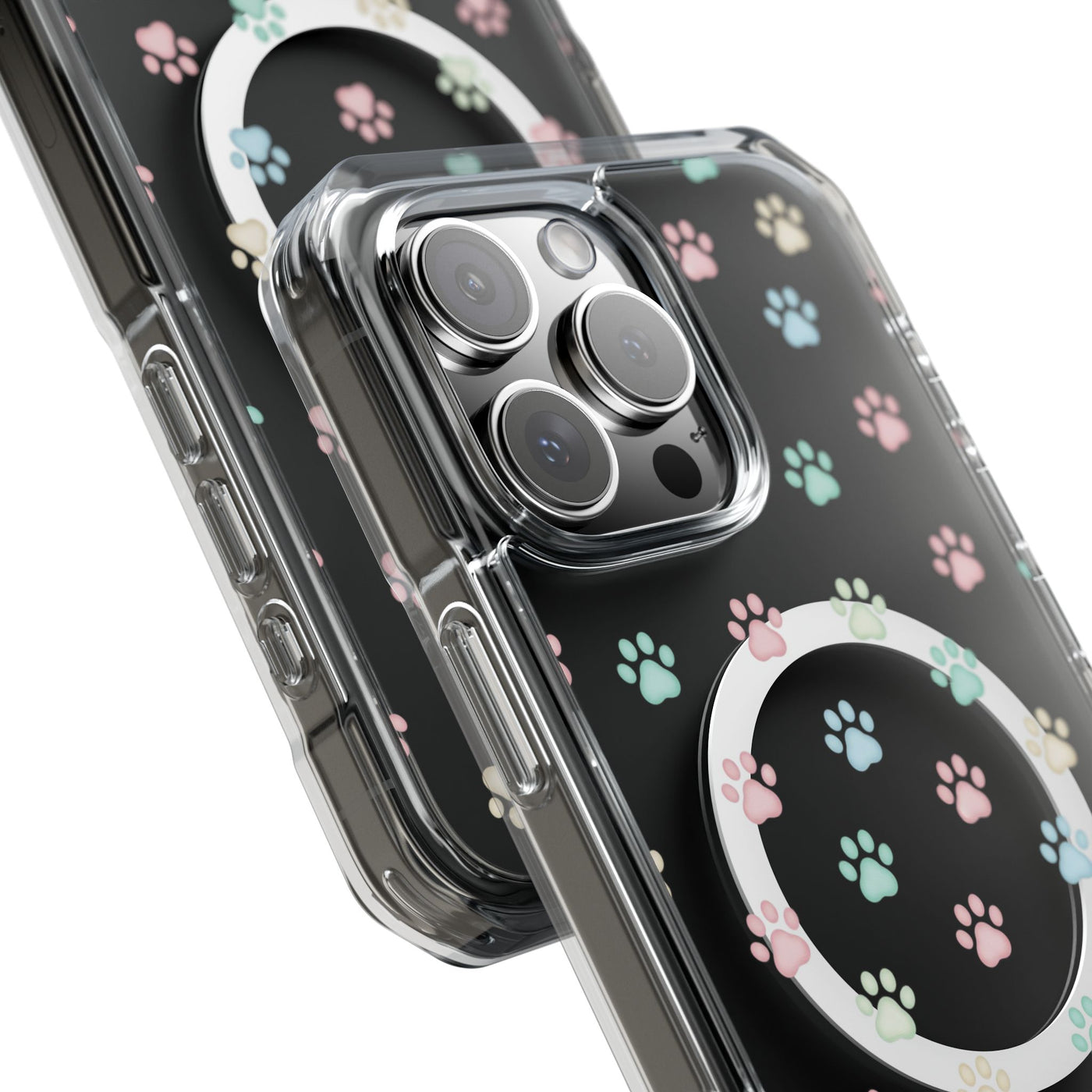 Cute Cat Paw Print Magnetic Clear Case for Pet Lovers