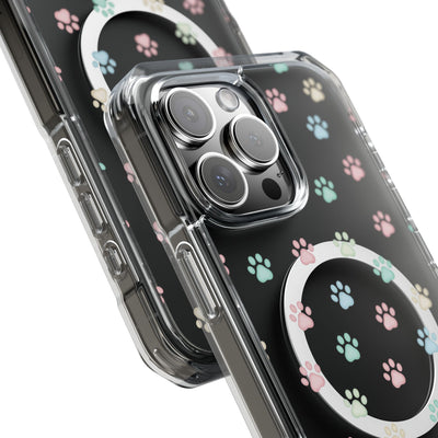 Cute Cat Paw Print Magnetic Clear Case for Pet Lovers