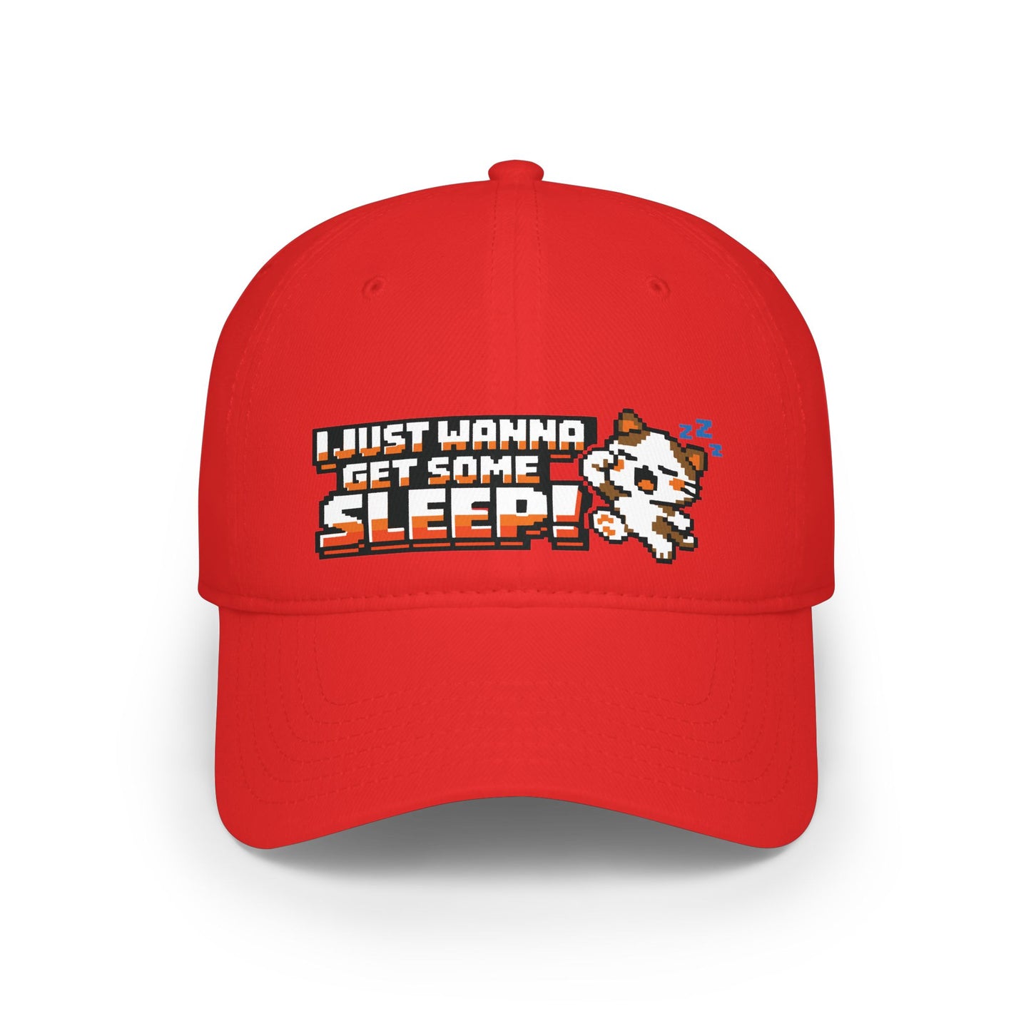 I Just Wanna Get Some Sleep Pixel Cat Low Profile Cap Hat