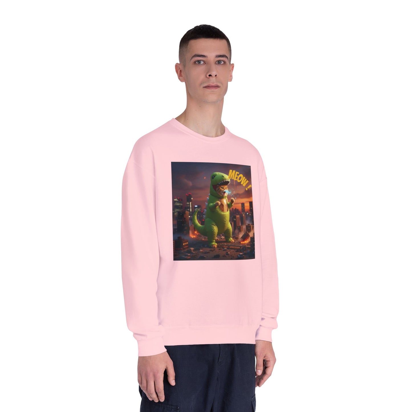 Tyrannosaurus Cat in city Unisex NuBlend Sweatshirt style 2
