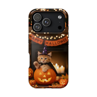 Halloween cute kitten photo style 4 Magnetic Phone Case, Cat Lover Gift, Impact-Resistant iPhone Case, Funny Pet Accessory, Unique Animal Design