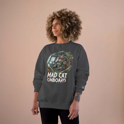 Mad Cat Onboard Graphic Champion Crewneck Sweatshirt style 1