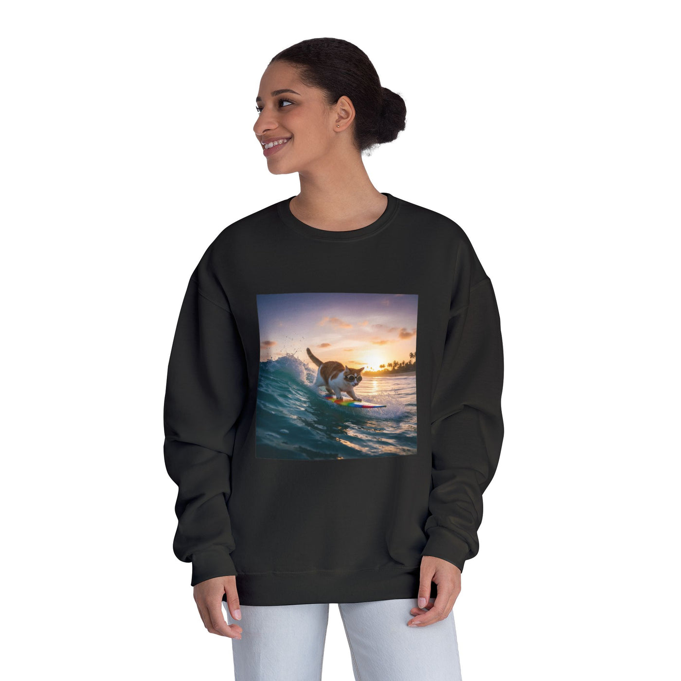 Surfing Cat style 2 Unisex NuBlend® Crewneck Sweatshirt