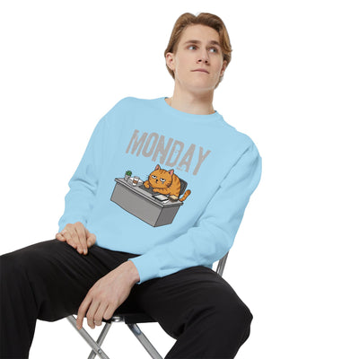 Monday Face Cat Stares Blankly Unisex Crewneck Sweatshirt style 6