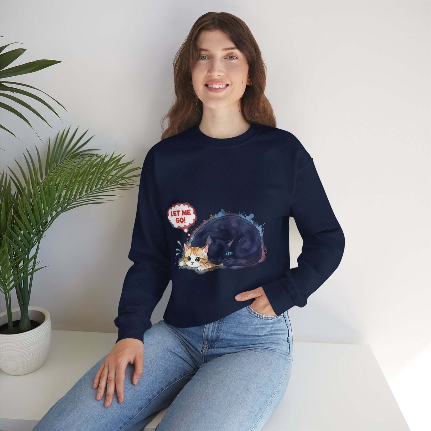 Watercolor Cat painting Unisex Crewneck Sweatshirt style 1