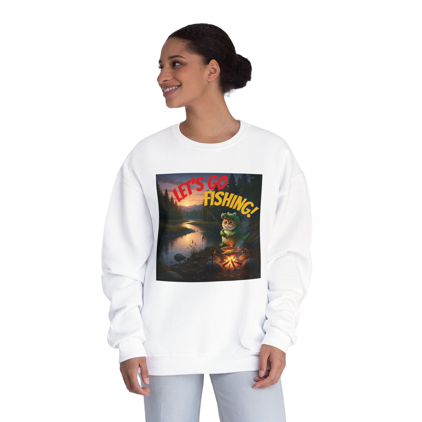 Crocodile Cat Fishing style 1 Unisex NuBlend® Crewneck Sweatshirt