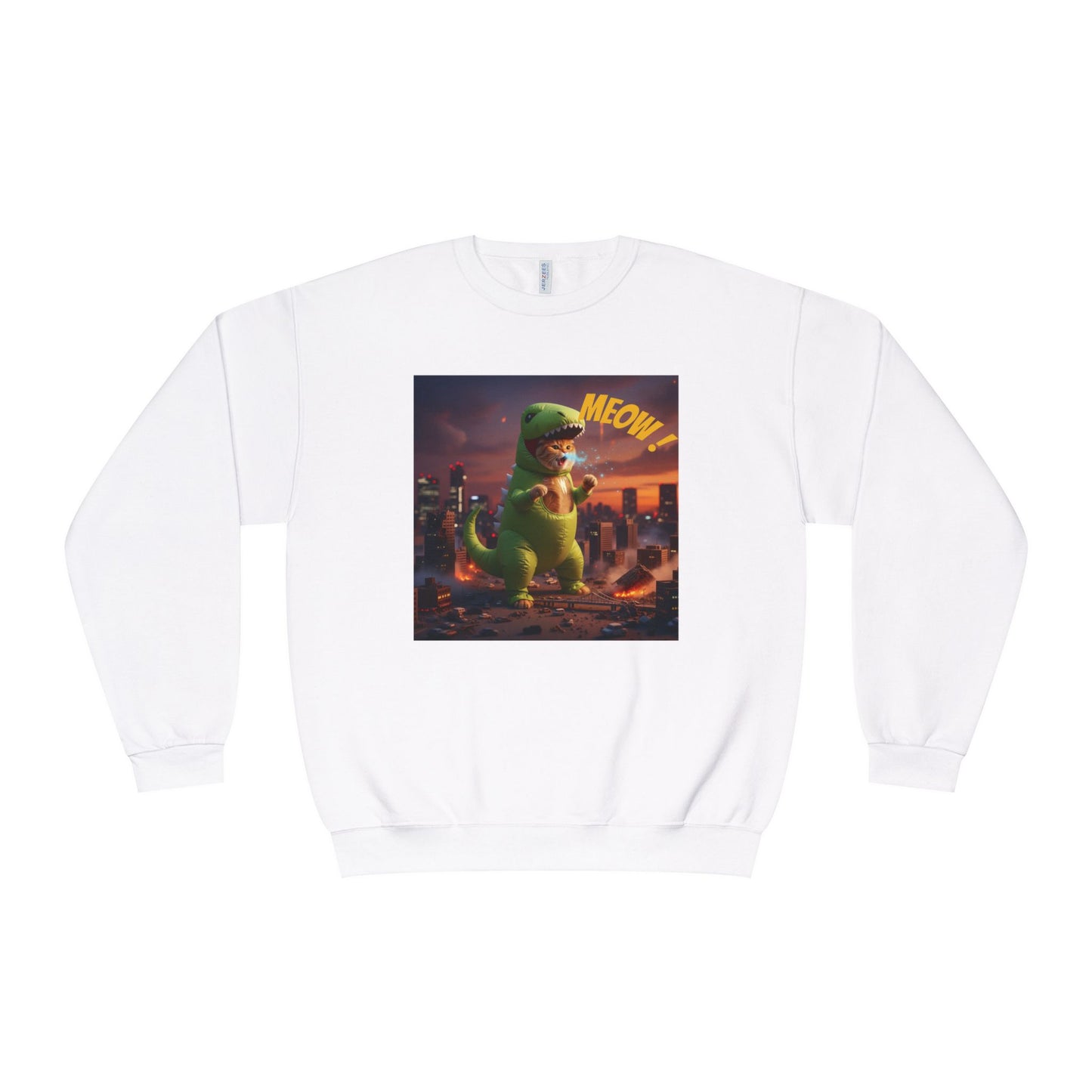 Tyrannosaurus Cat in city Unisex NuBlend Sweatshirt style 2