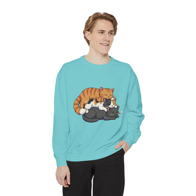 3 Cute Sleeping Cats style 6 Cozy Graphic Unisex Crewneck Sweatshirt