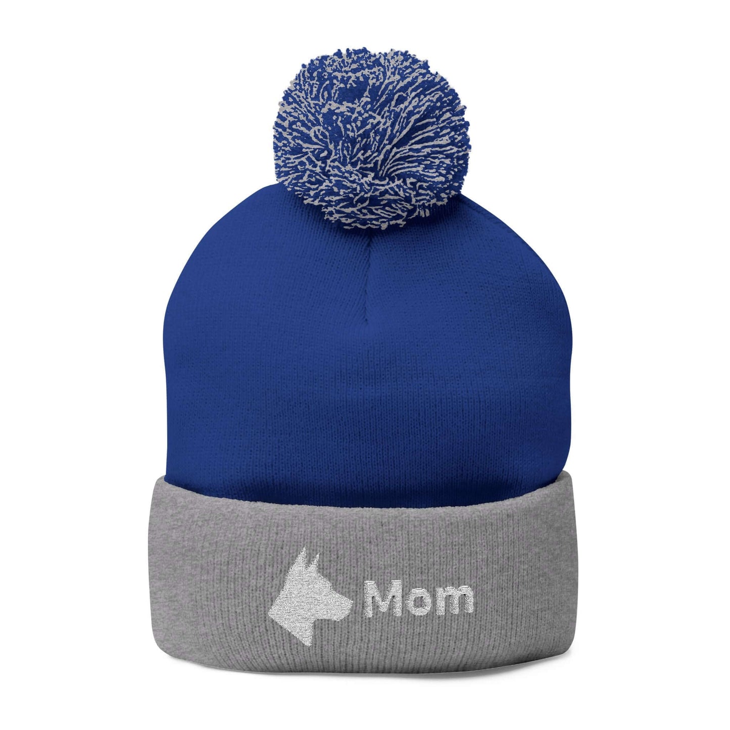 Embroidered Dog Mom Pom-Pom Knit Cap