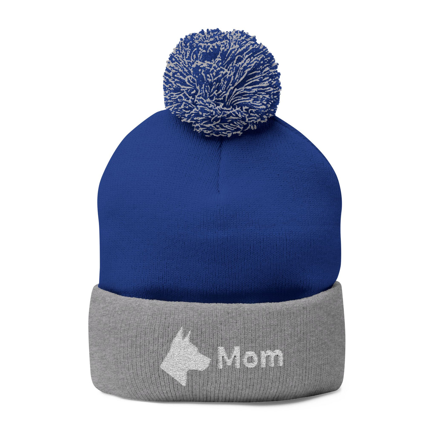Embroidered Dog Mom Pom-Pom Knit Cap
