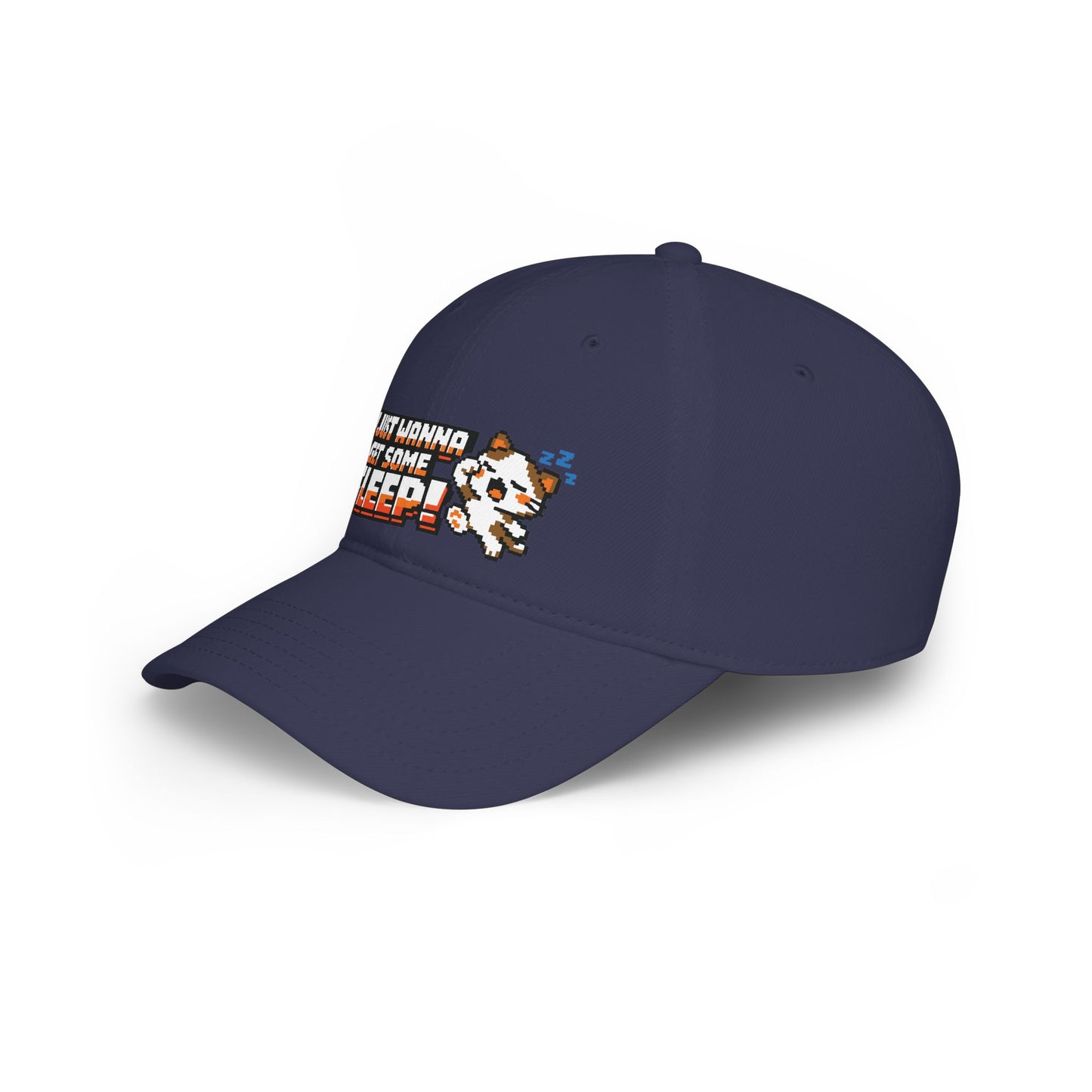 I Just Wanna Get Some Sleep Pixel Cat Low Profile Cap Hat