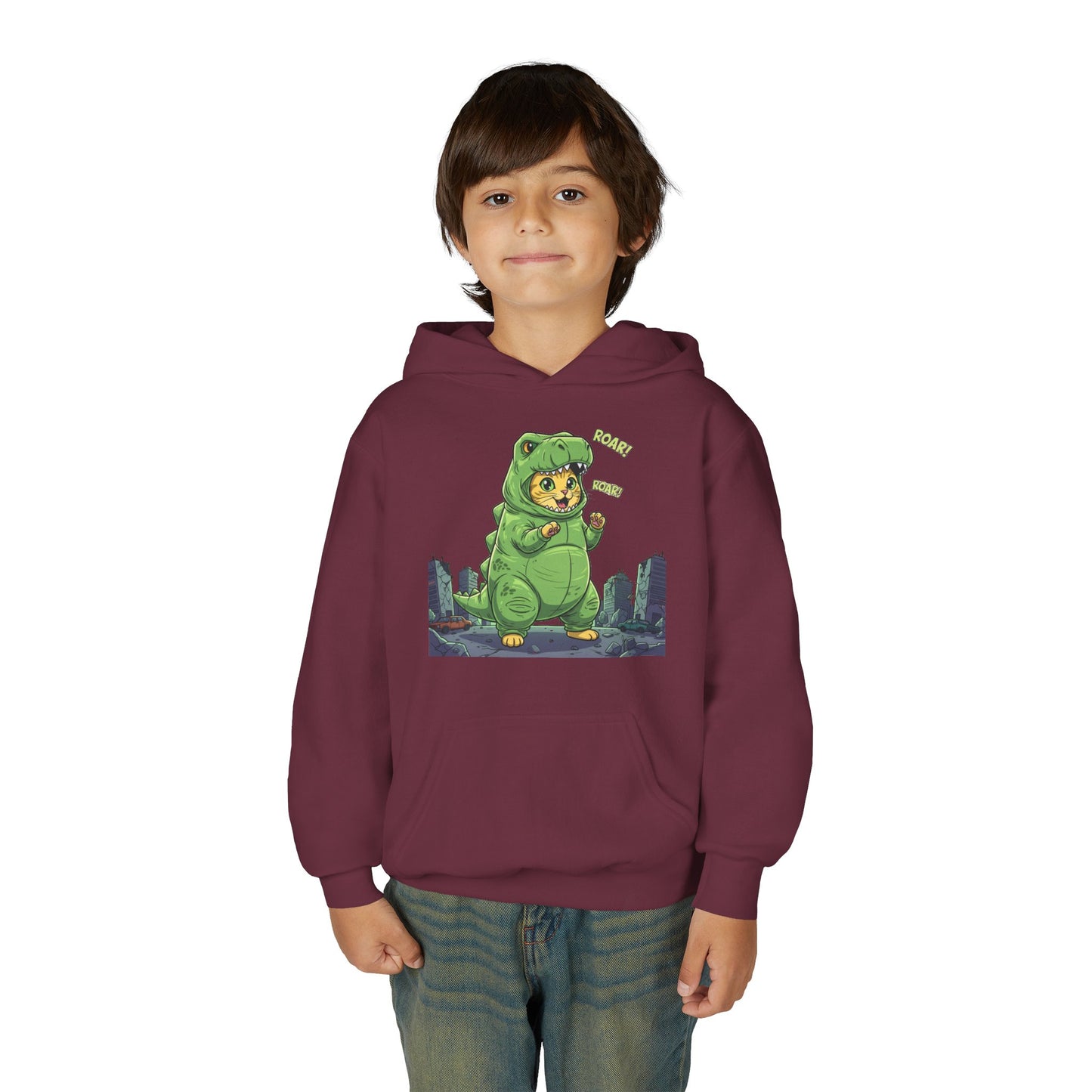 Cat cosplay Godzilla Unisex Kids Hoodie style 2