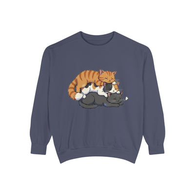 3 Cute Sleeping Cats style 6 Cozy Graphic Unisex Crewneck Sweatshirt