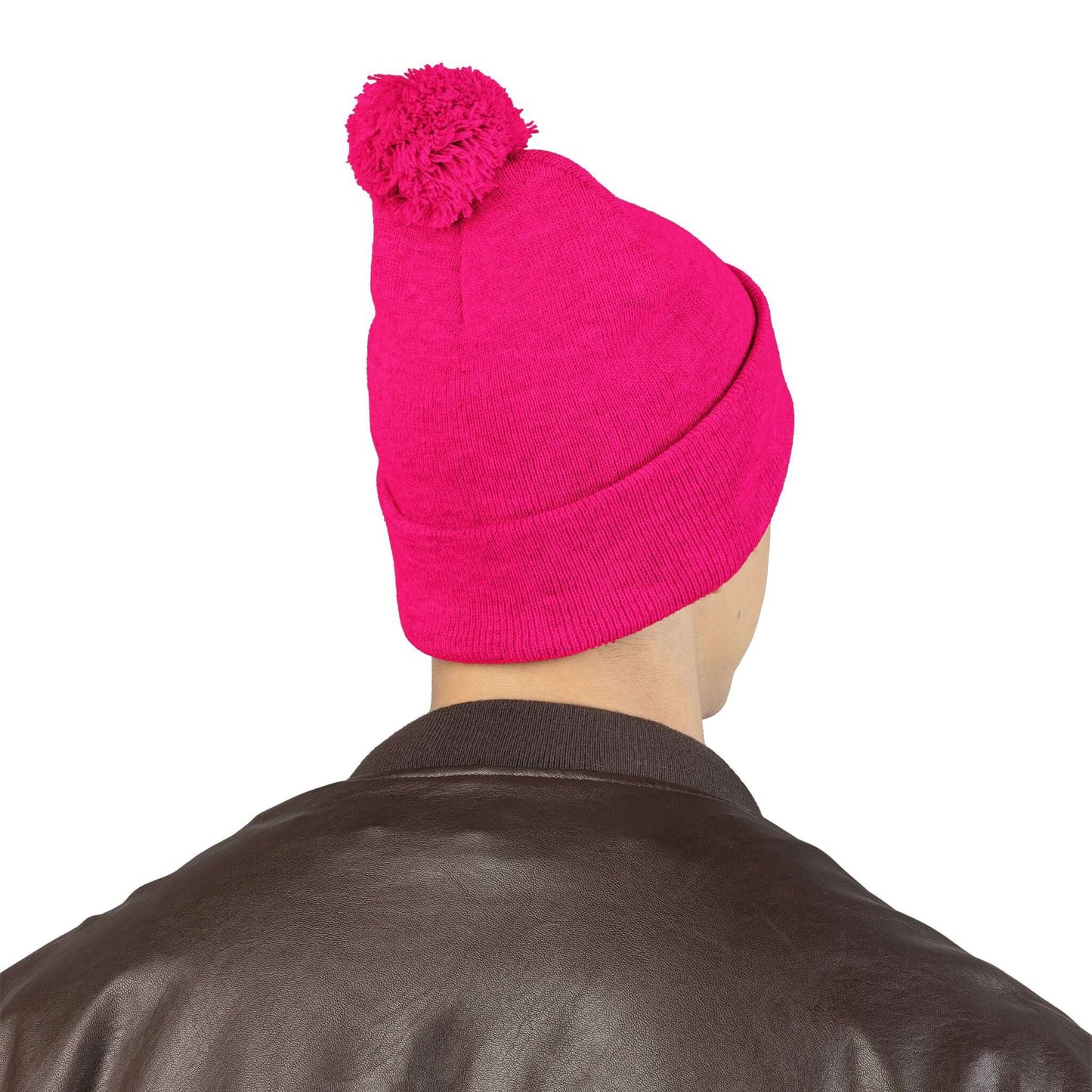 Embroidered Dog Mom Pom-Pom Knit Cap