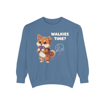 Cute Dog Walk Time style 3 Cozy Graphic Unisex Crewneck Sweatshirt