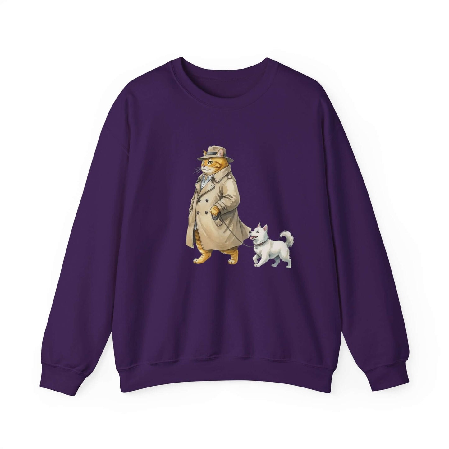 Watercolor Cat & Dog painting unisex Crewneck Sweatshirt style 2